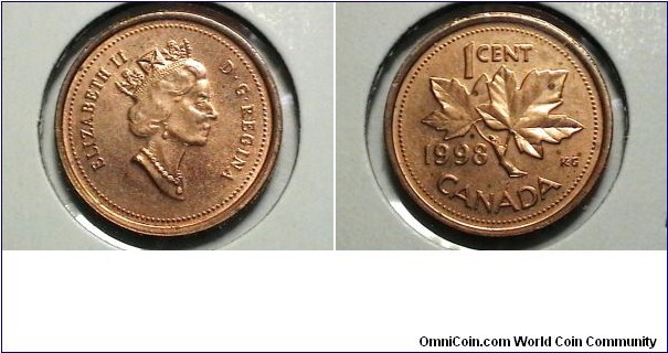 Canada 1998 1 cent KM# 289 