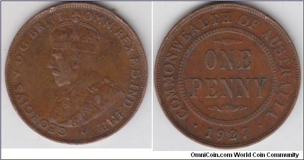 Indian (Calcutta) Die Obverse, I am told that use of this die is rare for 1927