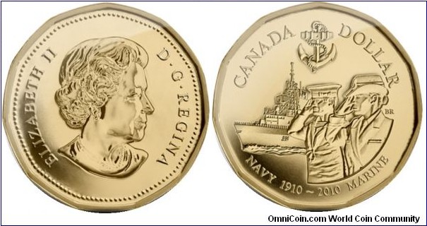 Canada, 1 dollar, 2010 Canadian Navy Centennial