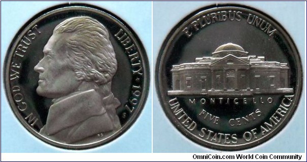 5 cents.
1997, Proof