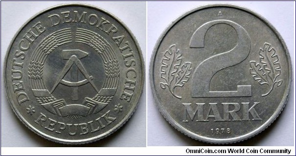 2 mark.
1978, East Germany.
Aluminum