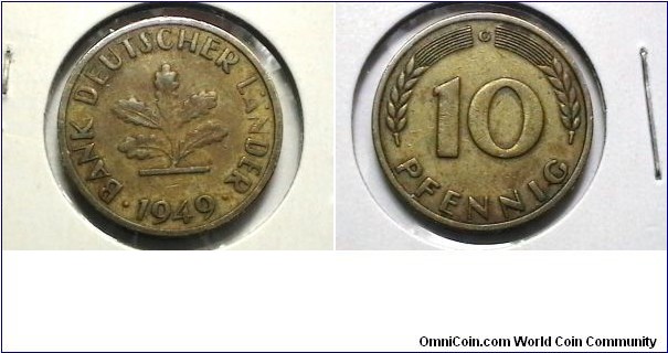 Germany 1949-G 10 Pfennig KM# 103 