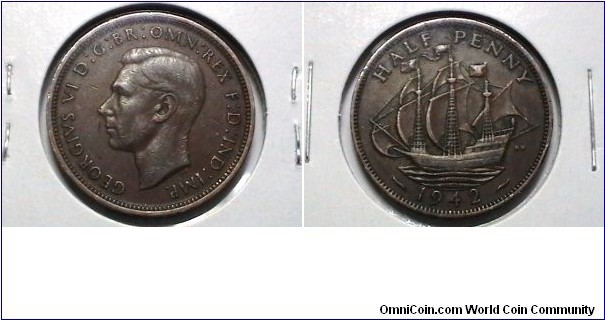 Great Britain 1942 Half Penny KM# 844 