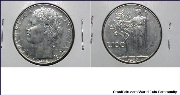 Italy 1987R 100 Lire KM# 96.1 