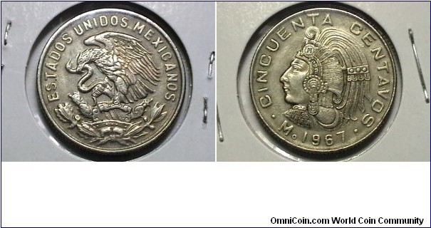 Mexico 1967-M 50 Centavos KM# 451 