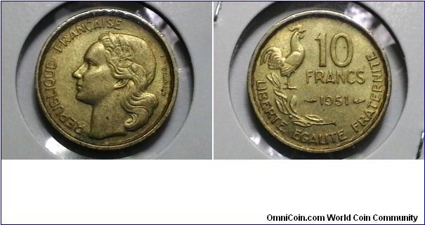 France 1951 10 Francs KM# 915.1 