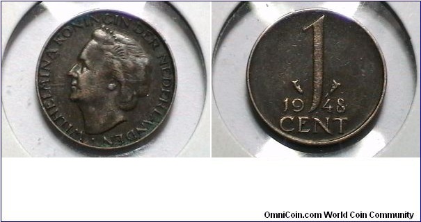 Netherlands 1948 1 Cent KM# 175 