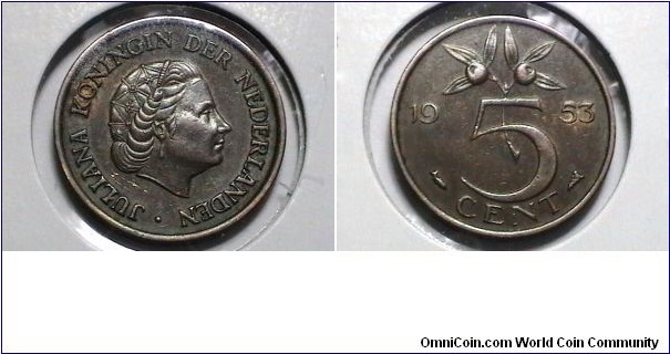 Netherlands 1953 5 Cent KM# 181 