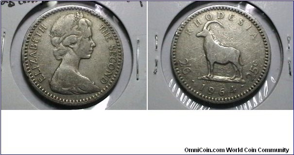 Rhodesia 1964 25 Cents KM# 4 