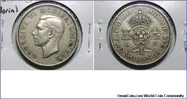 Great Britain 1948 2 Shilling (Florin) KM# 865 