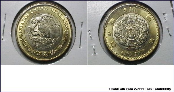 Mexico 2000-M 10 Pesos KM# 616 