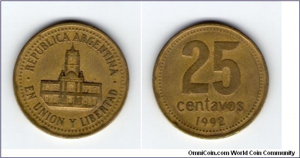 25 Centavos Brass.