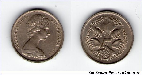 5 Cents Copper-Nickel.