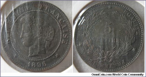 1896 5 centimes VF