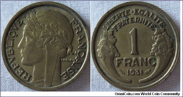 1931 1 franc, aEF grade