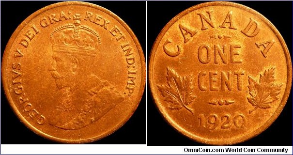 ~SOLD~ Canada 1 Cent 1920 ICCS MS-60 Brown (first year the small cent was minted)