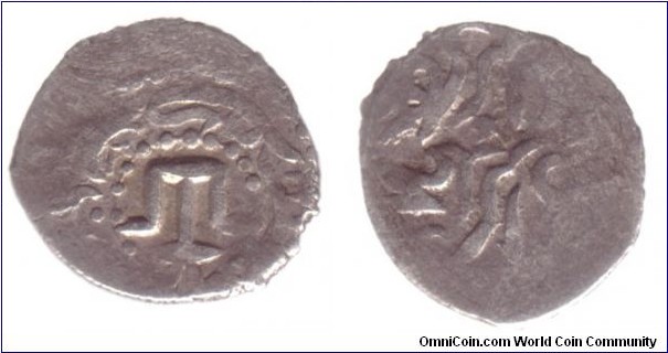 Crimean Khanate, AR Akce coin, 923 AH/1517 AD, Kaffa mint, Khan Mekhmed I Geray