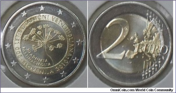 2 Euro,commemorating 200 years of Botanical  Gardens In Ljubljana.Mintage: 1,000,000.