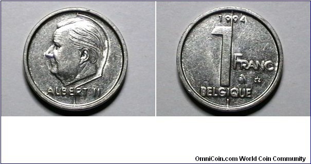 Belgium 1994 1 Franc KM# 187 
