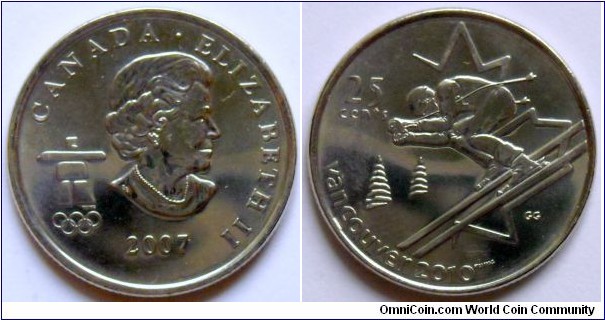 25 cents.
2007, Winter Olympic Games - Vancouver 2010. Alpine Skiing