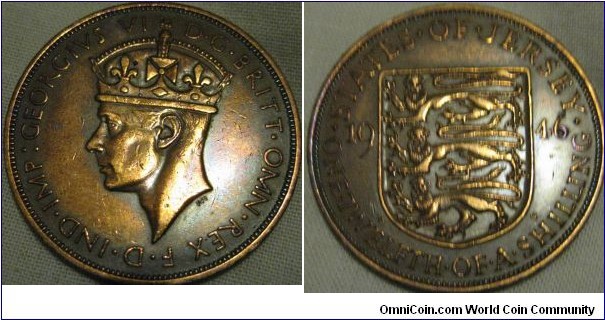 1946 1/12 shilling, VF+ possibly polished