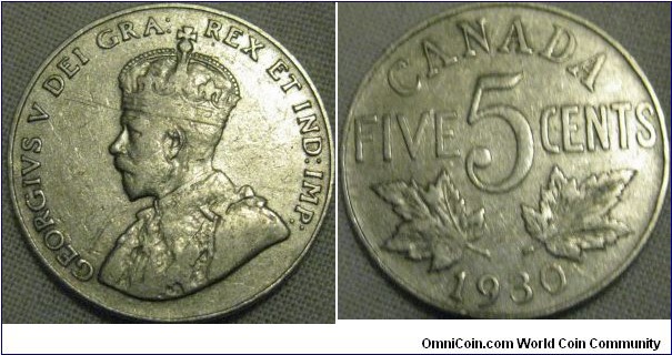 1930 5 cents, F grade