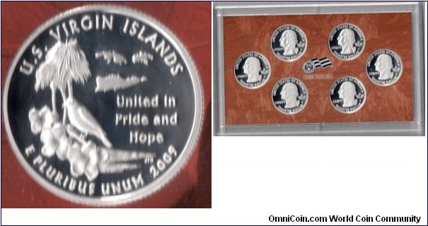 US Virgin Islands - 25C Silver from 2009 District of Columbia & US territories Quarters Silver Proof Set