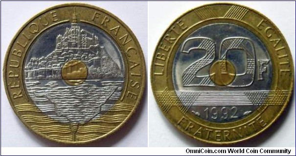 20 francs.
1992, Mont Saint-Michel






