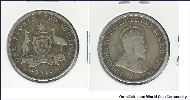 1910 Florin (1st Year of Mintage)