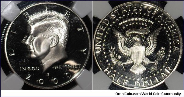 2009 S proof 70 Ultra Cameo with jet black fields and icy white devices.