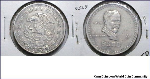 Mexico 1986-M 500 Pesos KM# 529  