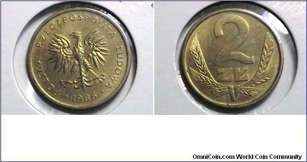 Poland 1986 2 Zlote Y# 80.2 