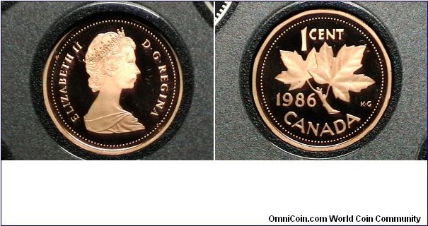 Canada 1986 Proof 1 Cent Km# 132 