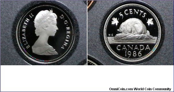 Canada 1986 Proof 5 Cents Km# 60.2a 