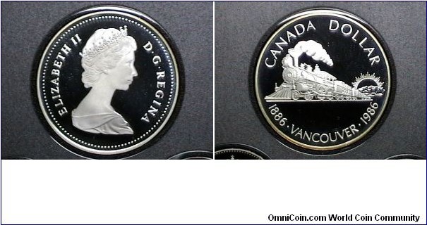 Canada 1986 Proof 1 Dollar (Vancouver Dollar) Km# 149 