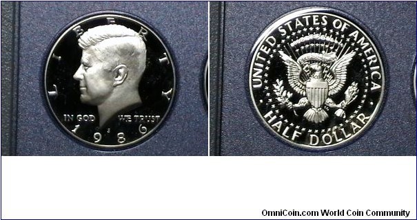 US 1986 Proof 50 Cents (Kennedy Half) Km# A202b 