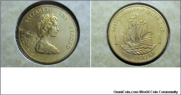 Eastern Caribbean MS 1986 1 Dollar KM# 15 obv. 