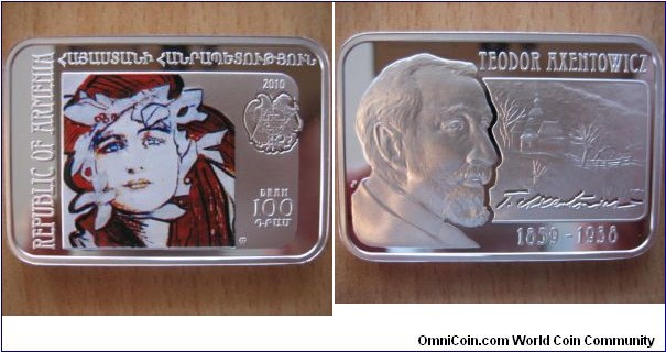 100 Dram - Teodor Axentowicz - 28.28 g Ag .925 Proof - mintage 4,000