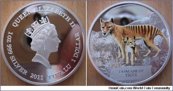 1 Dollar 2011 - Tasmanian Tiger - 31.13 g Ag .999 Proof - mintage 5,000