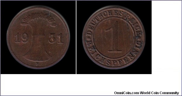 1931F 1 Reichspfennig