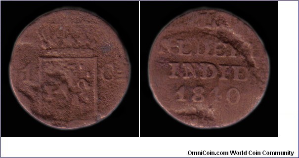 1840W 1 Cent (Duit) Batavian Republic