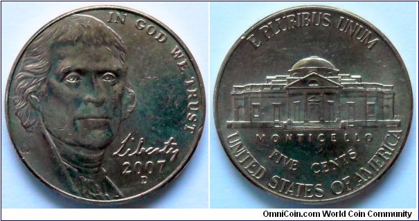 5 cents.
2007 (D) Jefferson