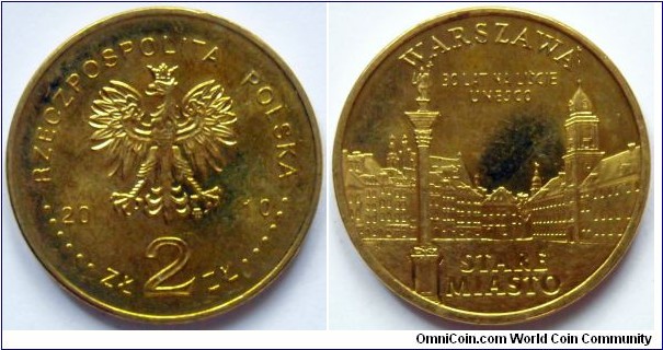 2 zlote.
2010, Warsaw - Old Town. Metal; Nordic Gold.
Weight; 18g. Diameter; 27mm.
Mintage; 1.000.000 units.