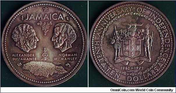 Jamaica 1972 10 Dollars.