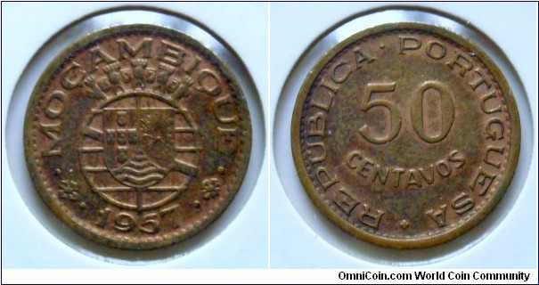 50 centavos.
1957, Portugal administration.