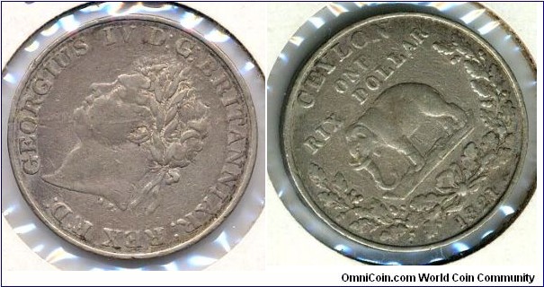 Rix Dollar, Ceylon 1821.