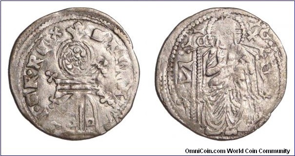 SERBIA (1st KINGDOM)~AR Helm Dinar 1331-1346 AD. Under King: Stefan Uros IV~Dusan. *Dusan's crested helm.