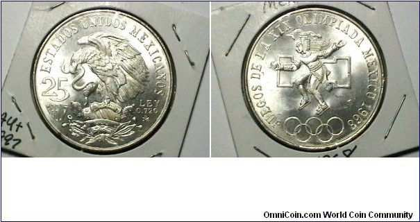 Mexico 1968 25 Pesos Km# 479.1 