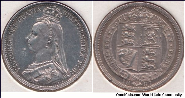 The other type of 1887 Sixpence with Jubilee Head