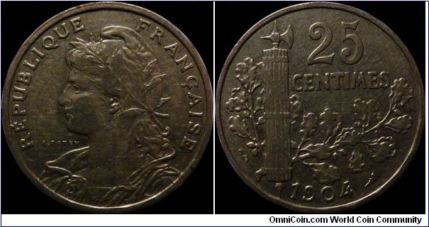 France 25 Centimes 1904